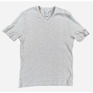 Calvin Klein Jeans Mens Medium Gray Ribbed V-Neck Short Sleeve T-Shirt ZM5QU7161